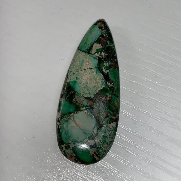Green Sea Sediment Jasper Teardrop Focal Drop - Picture 1 of 6